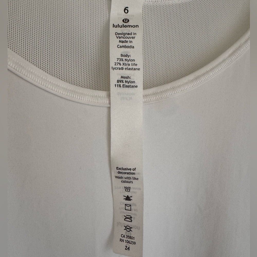 Lululemon Sculpt Tank II White Mesh Running Workout Top Size 6 - Picture 5 of 7